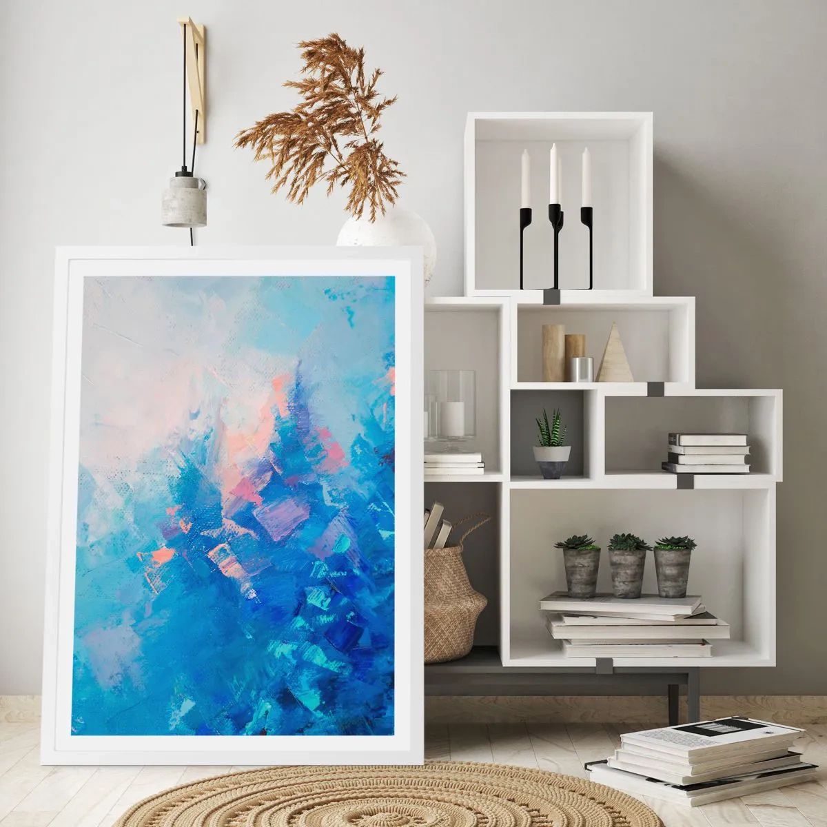 Plakat i hvid ramme - Vinter abstraktion - 40x50 cm