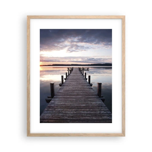 Plakat i ramme af lyst egetræ - Den tavse grænse mellem dag og nat - 40x50 cm
