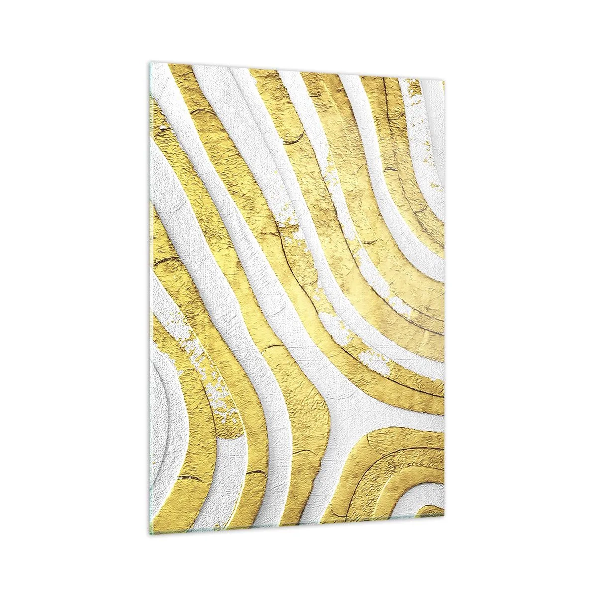 Billede på glas - Sammensætning i hvidt og guld - 50x70 cm