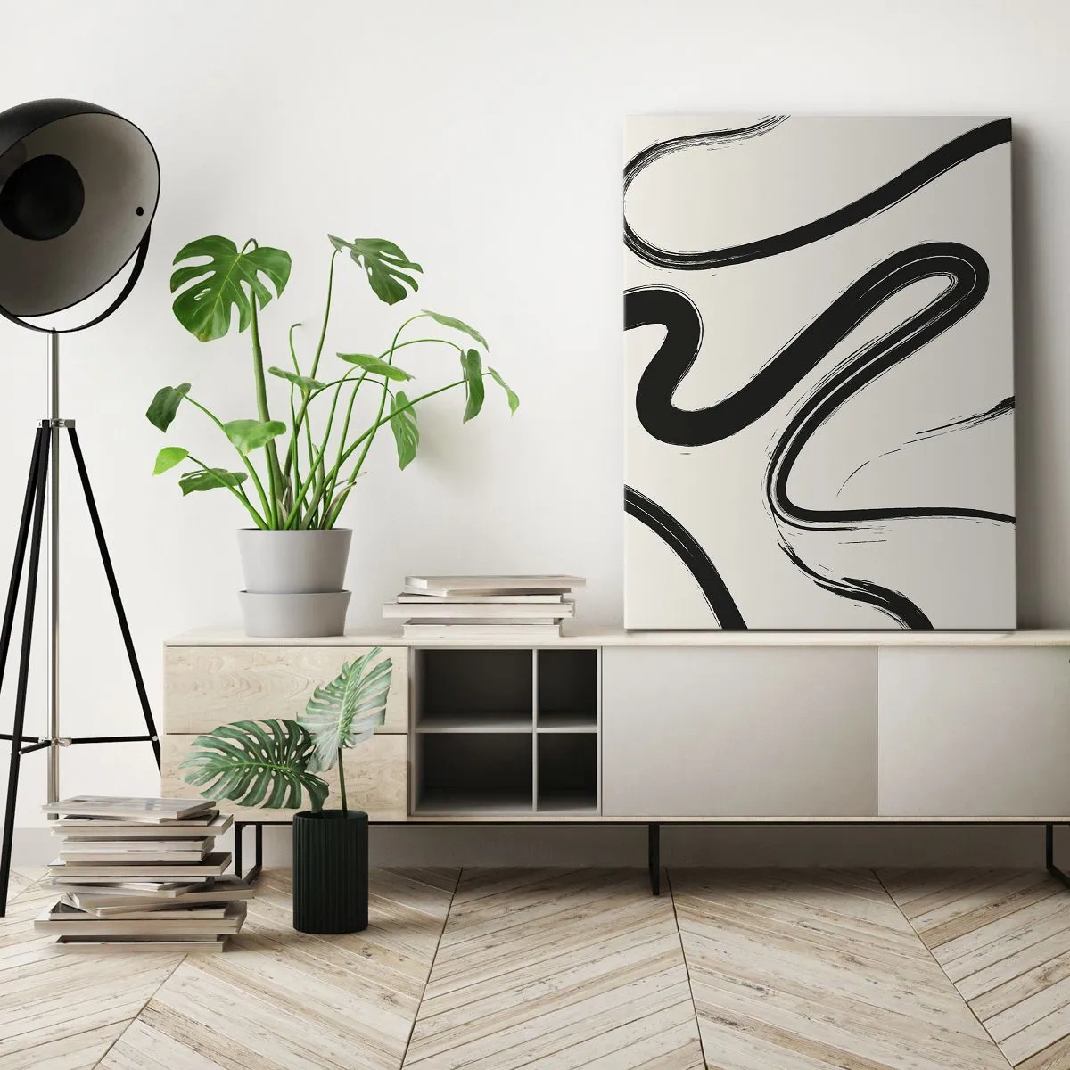 Lærredstryk - Billede på lærred - Sort og hvid fantasifuldhed - 50x70 cm