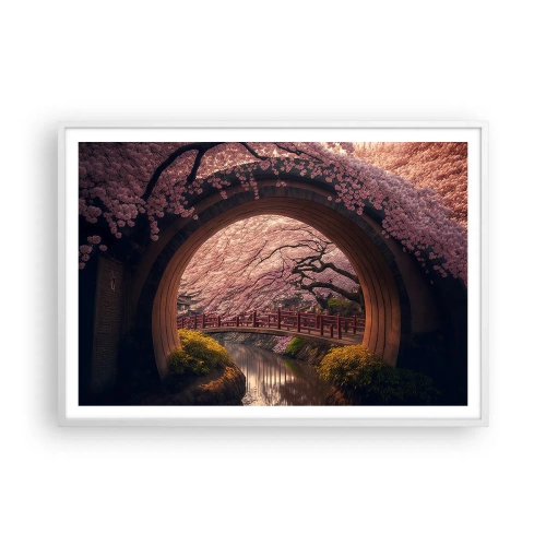 Plakat i hvid ramme - Japansk forår - 100x70 cm