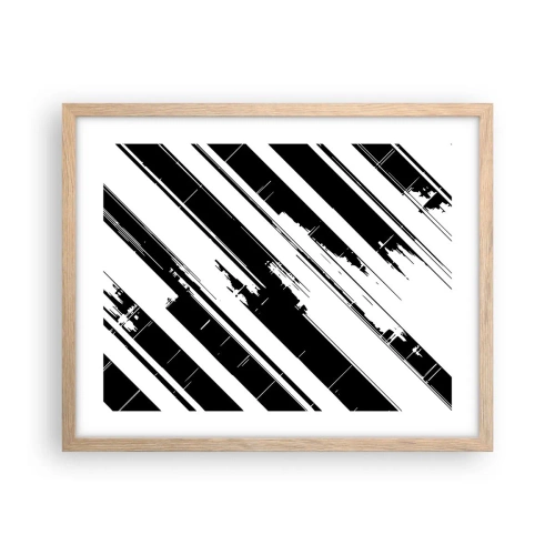 Plakat i ramme af lyst egetræ - Intens og dynamisk komposition - 50x40 cm