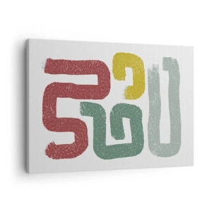 Lærredstryk - Billede på lærred - Farverige geometriske mønstre i abstrakt stil - 70x50cm - På et ukendt sprog - Moderne vægdekoration til stue og soveværelse ARTTOR