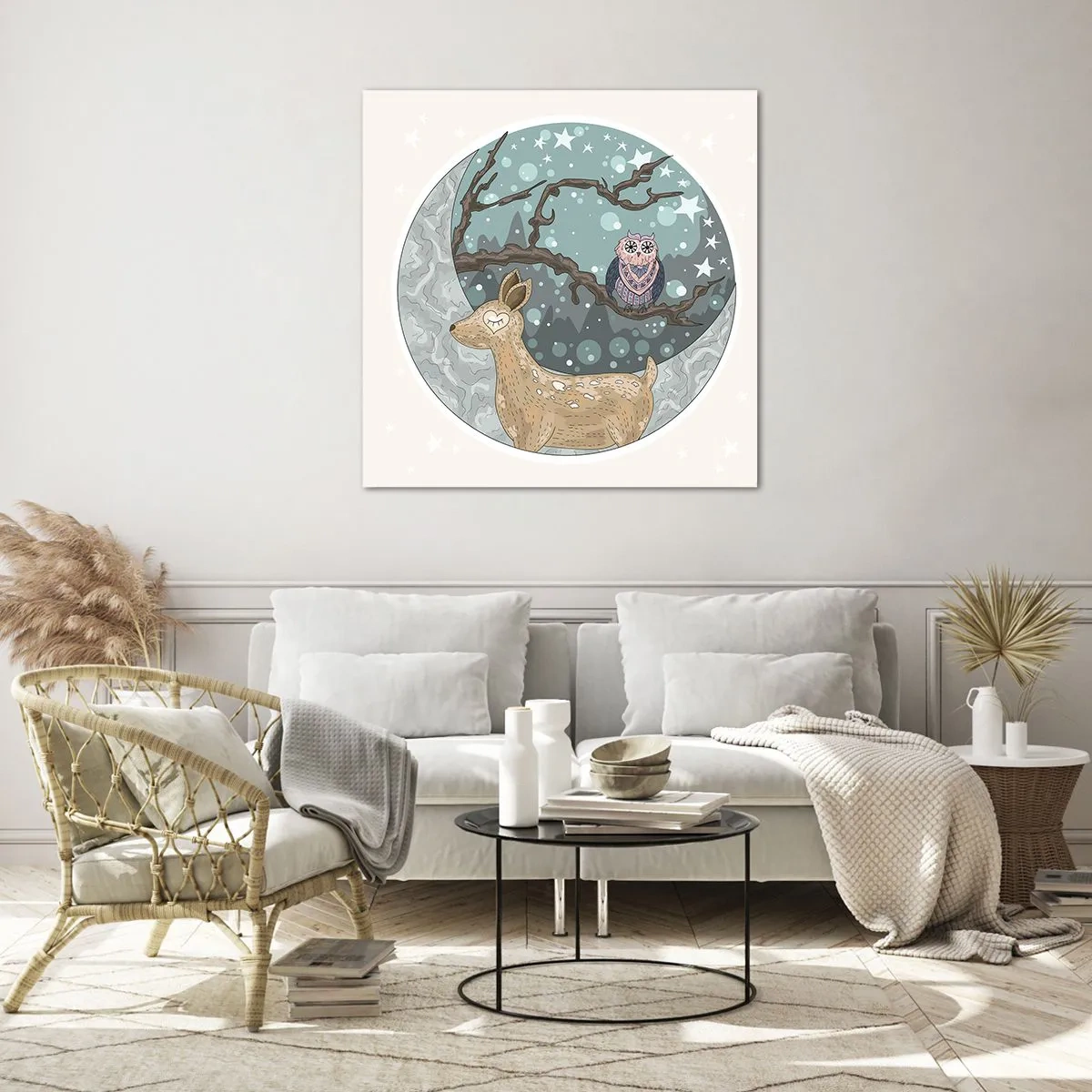 Billede på glas - En eventyrlig skovnat - 60x60 cm