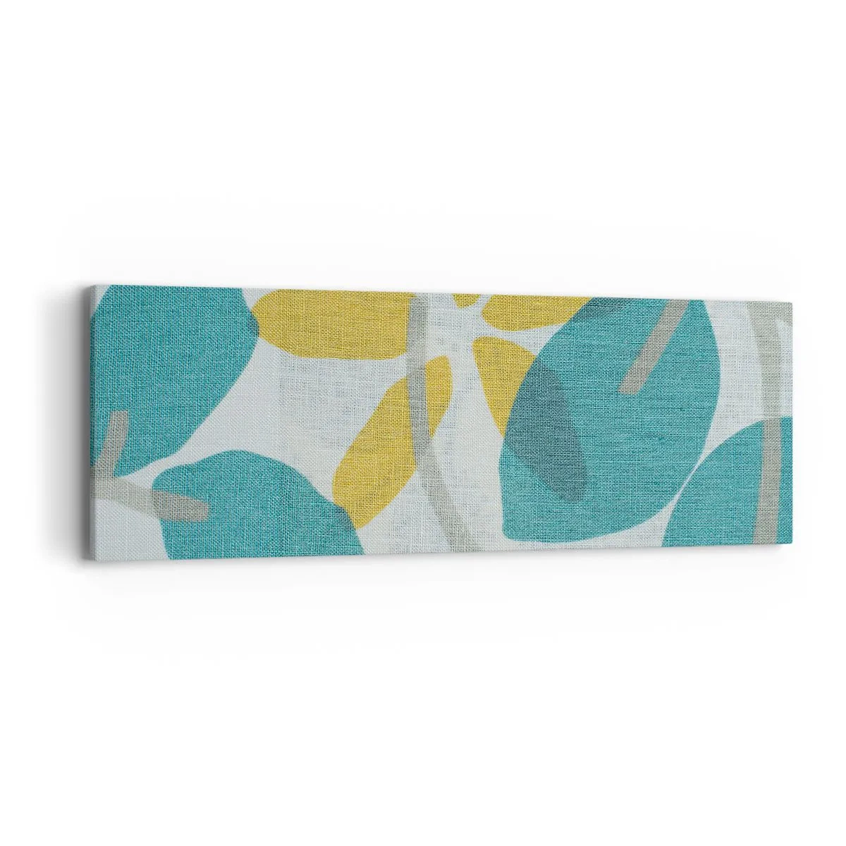 Lærredstryk - Billede på lærred - Blandt azurblå blade - 90x30 cm