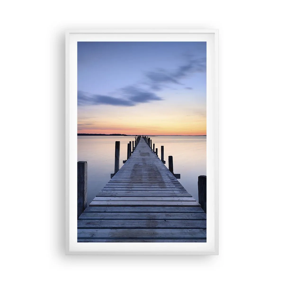 Plakat i hvid ramme - Den rolige skumringstid - 61x91 cm