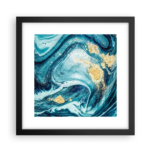 Plakat i sort ramme - Blå boblebad - 30x30 cm