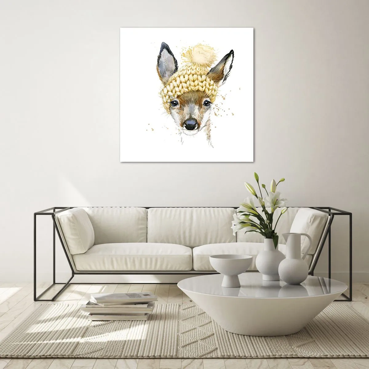 Billede på glas - Til vinter i en sneklædt skov - 30x30 cm