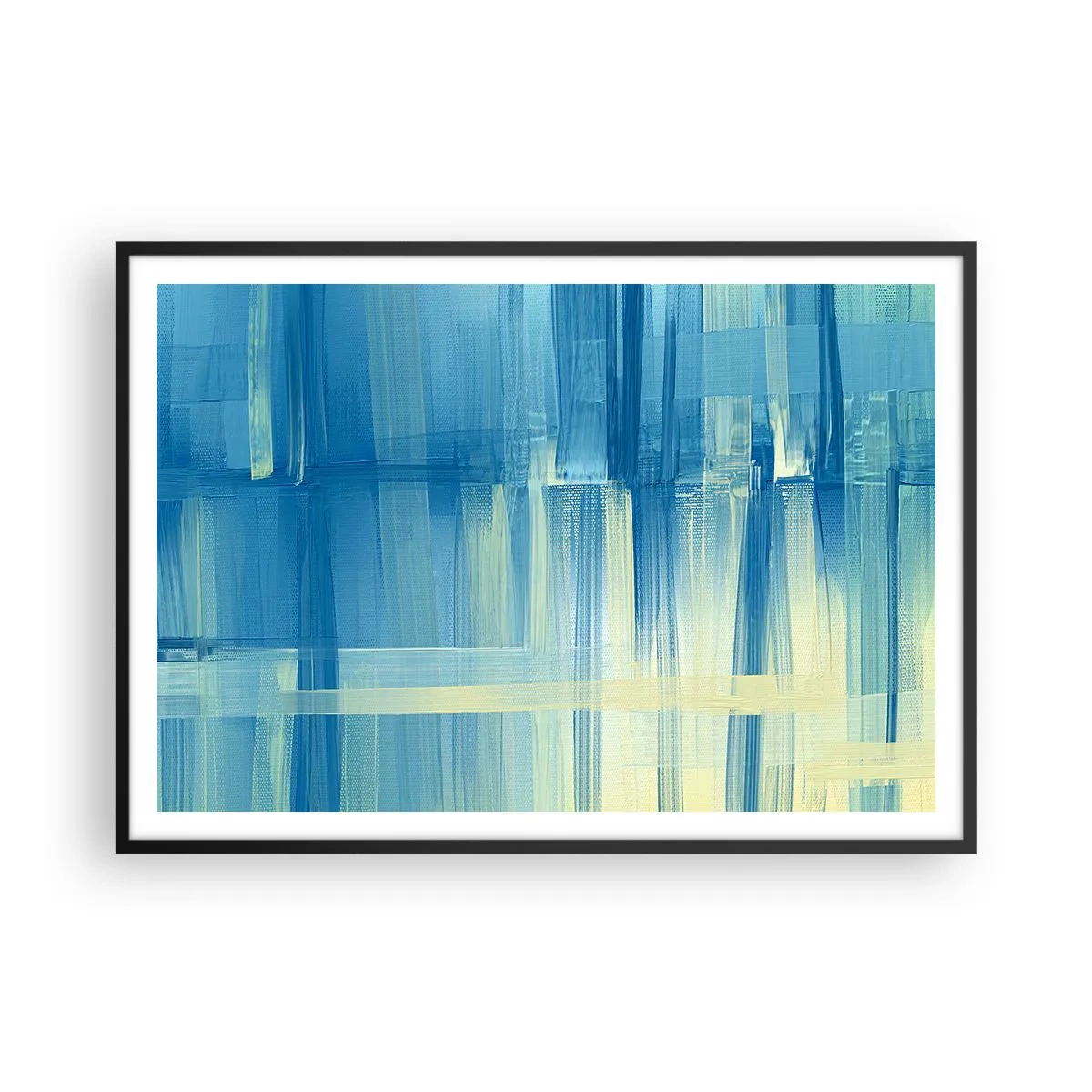Plakat i sort ramme - Komposition i turkis - 100x70 cm