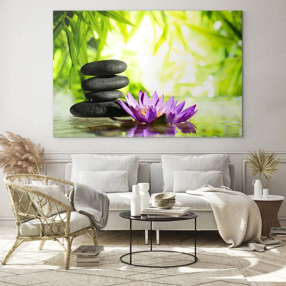 Billede på glas - I en bambushytte - 120x80 cm