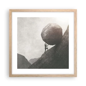 Plakat i ramme af lyst egetræ - Jeg tror mod al forventning - 40x40 cm