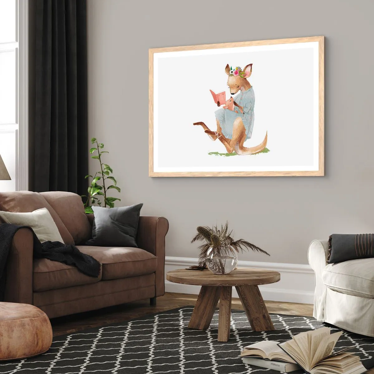 Plakat i ramme af lyst egetræ - Læs for mig, mor - 100x70 cm