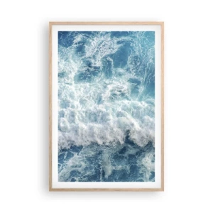 Plakat i ramme af lyst egetræ - Glædeligt og i spring - 61x91 cm