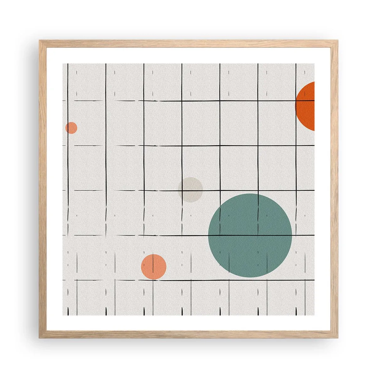 Plakat i ramme af lyst egetræ - Fanget i en fælde. Os eller dem? - 60x60 cm