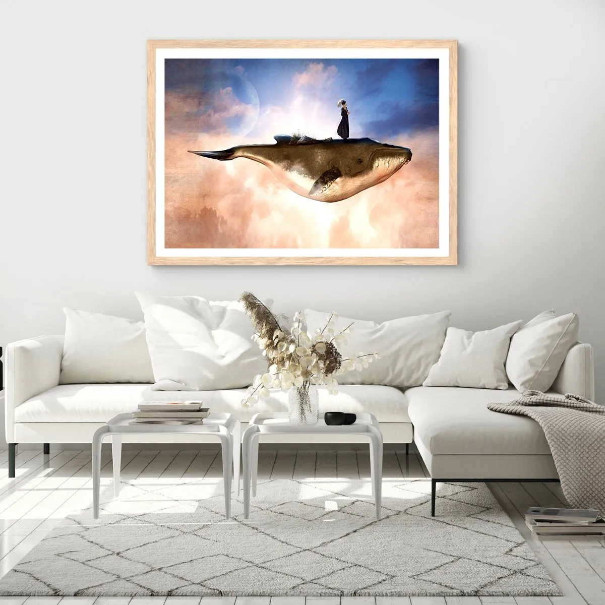 Plakat i ramme af lyst egetræ - En surrealistisk rejse - 70x50 cm