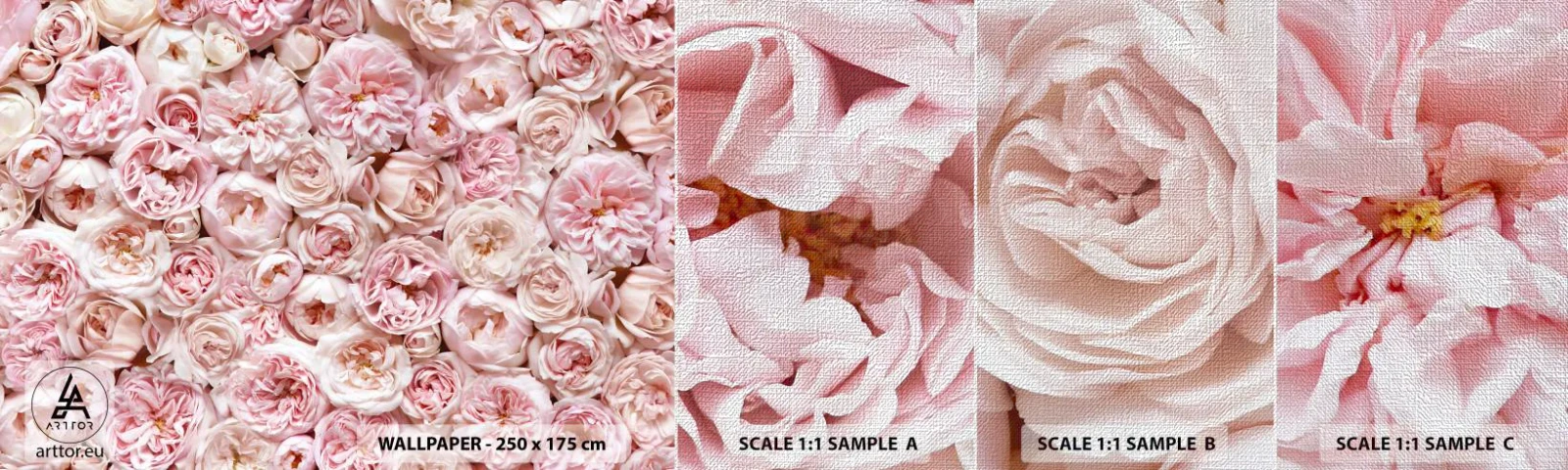 Prøve Fototapet Premium Canvas - Overstrøet med roser - Blomster, Pastel, Roser - 100x30 cm