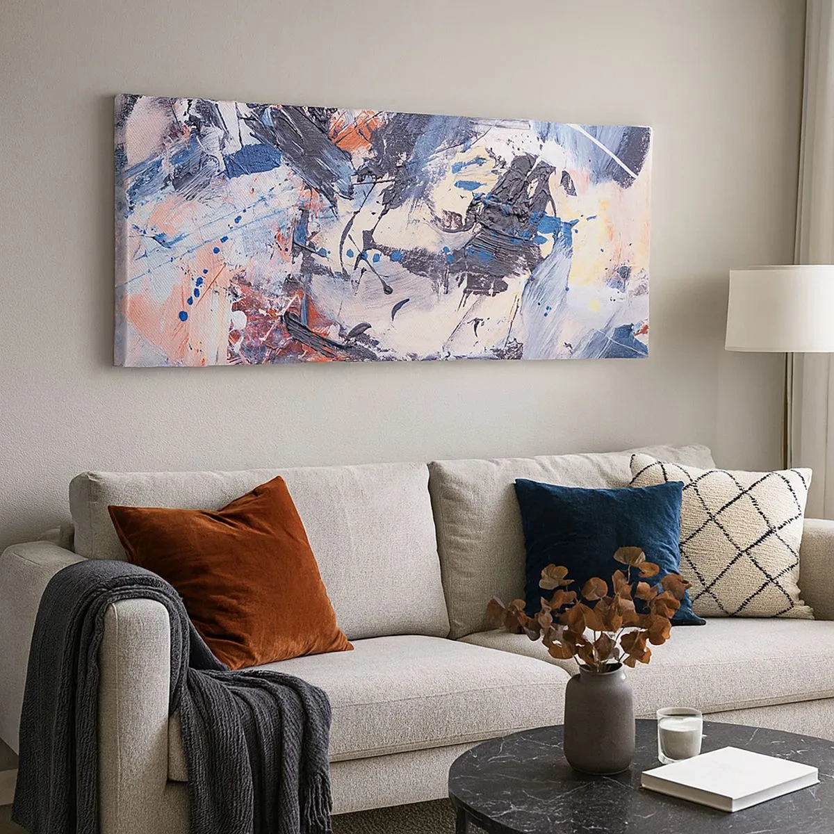 Lærredstryk - Billede på lærred - Abstraktionens vanvittige dans - 100x40 cm