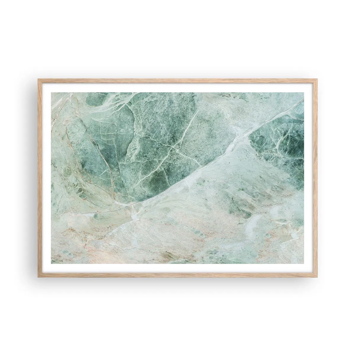 Plakat i ramme af lyst egetræ - Den ædle kølighed af sten - 100x70 cm