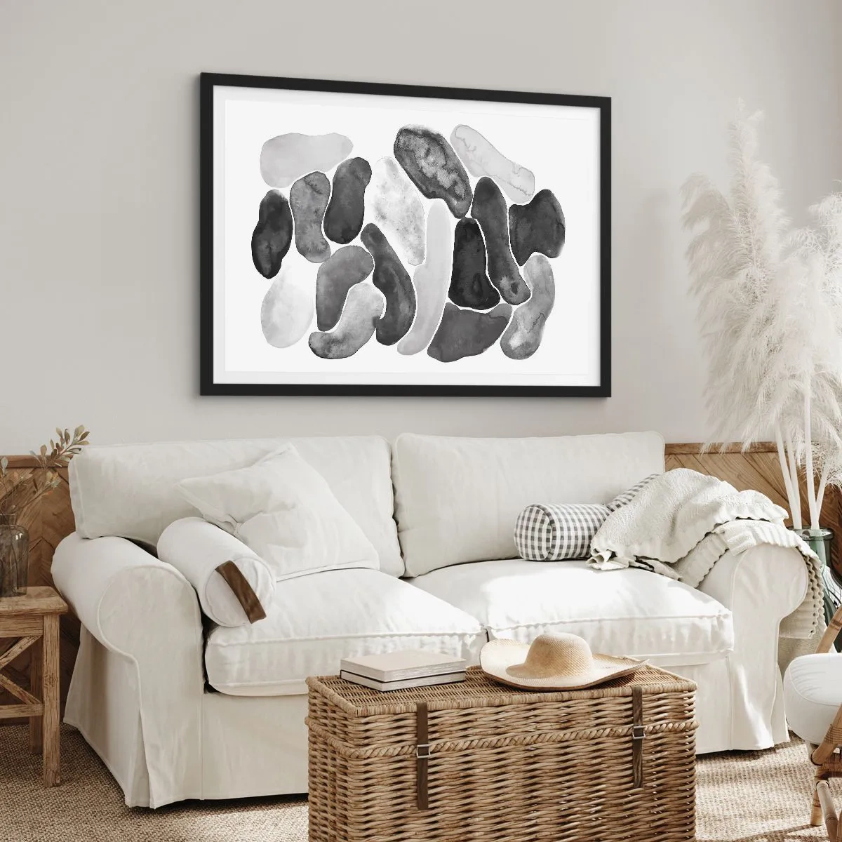 Plakat i sort ramme - Stenet abstraktion - 91x61 cm