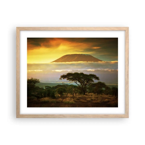 Plakat i ramme af lyst egetræ - En rejsendes drøm - 50x40 cm