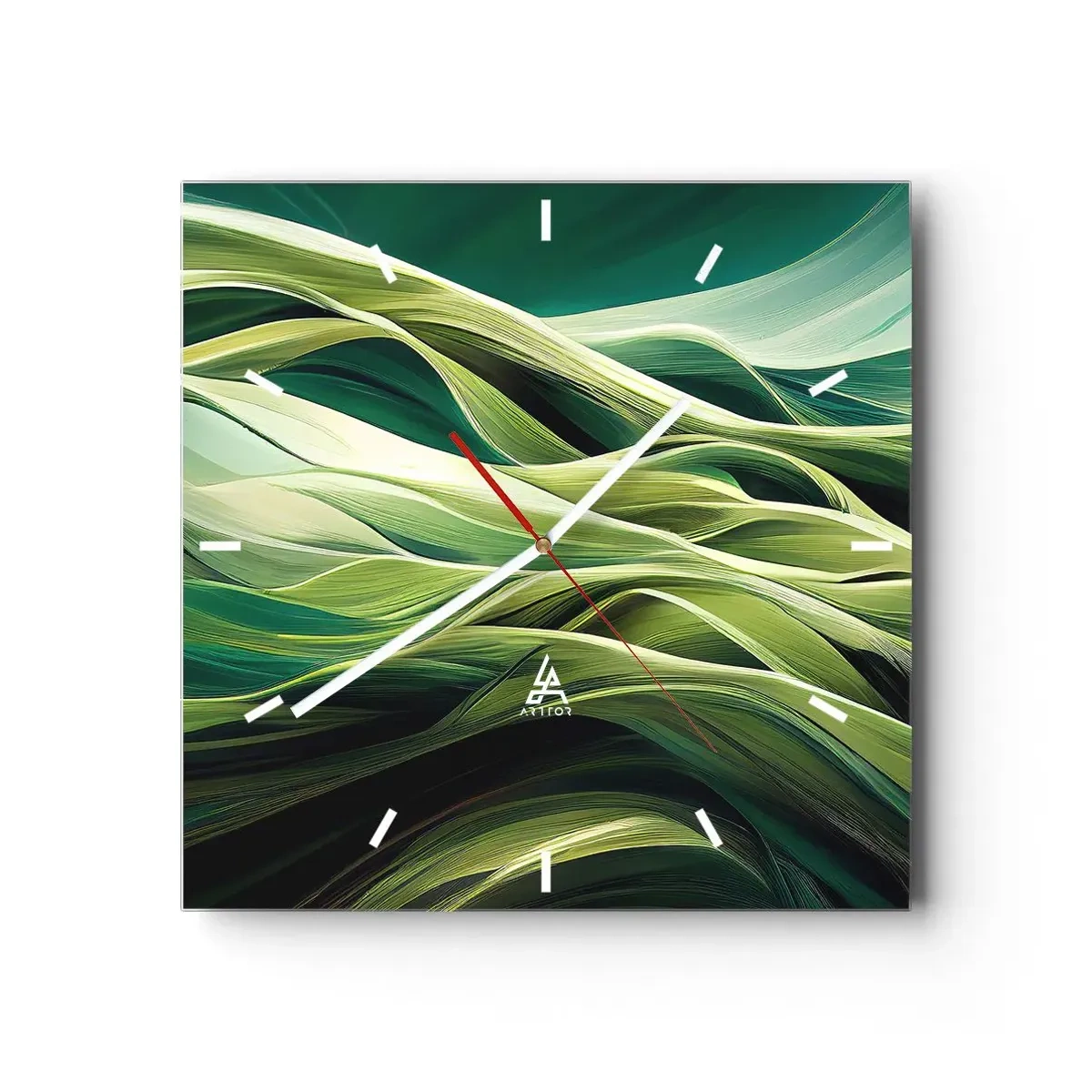 Vægur, Uret - Et abstrakt spil med grønt - 30x30 cm
