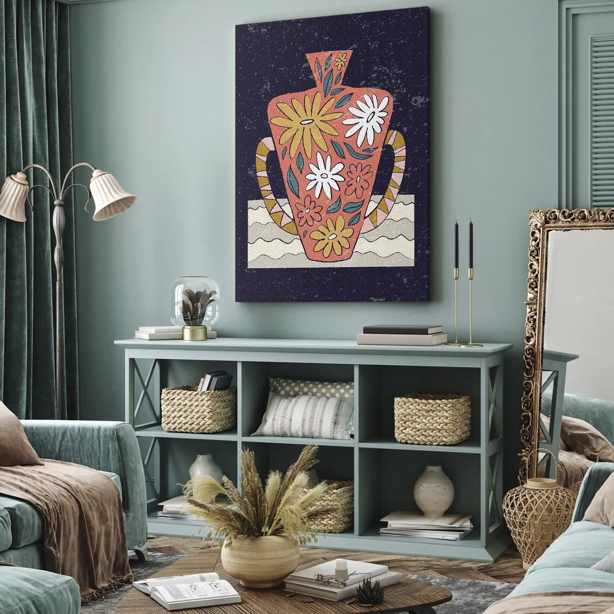 Lærredstryk - Billede på lærred - Malet kande - 80x120 cm