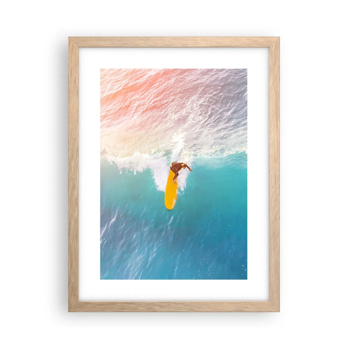 Plakat i ramme af lyst egetræ - Ocean rytter - 30x40 cm