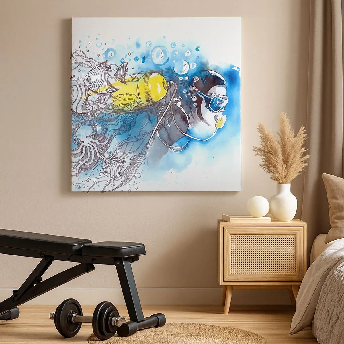 Lærredstryk - Billede på lærred - Stor blå - 30x30 cm