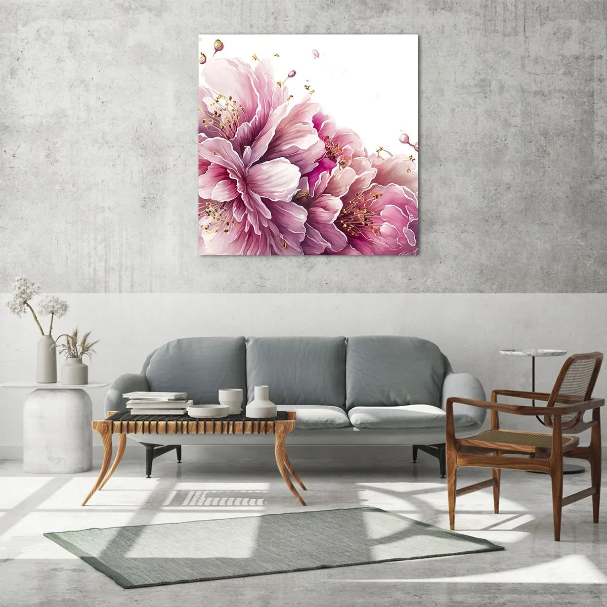 Billede på glas - Kirsebærblomst - 70x70 cm