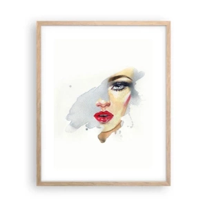 Plakat i ramme af lyst egetræ - Refleksion i en vanddråbe - 40x50 cm