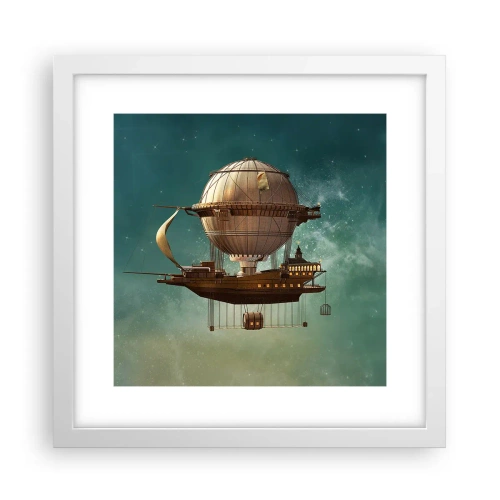 Plakat i hvid ramme - Jules Verne hilser - 30x30 cm