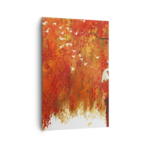 Lærredstryk - Billede på lærred - Vil han flyve med dem? - 80x120 cm