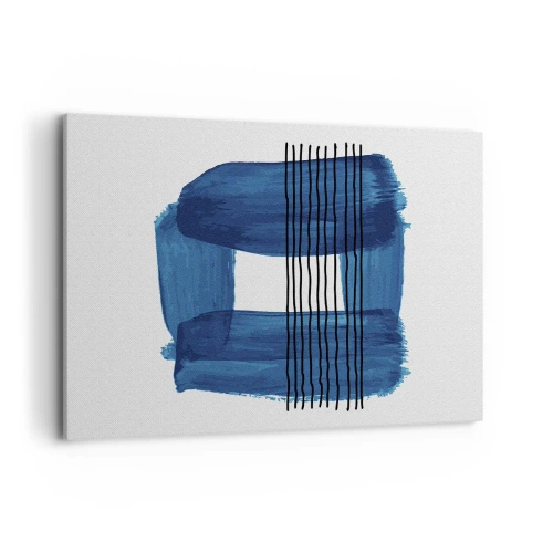 Lærredstryk - Billede på lærred - Blå-sort sammensætning - 100x70 cm
