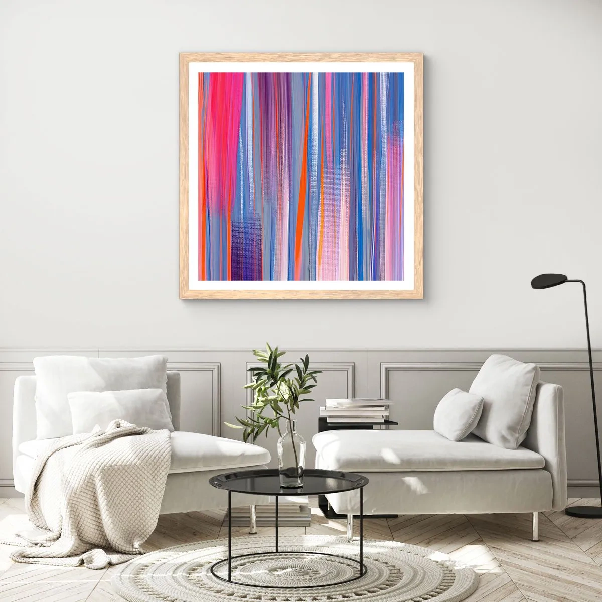 Plakat i ramme af lyst egetræ - Opstigning - 60x60 cm