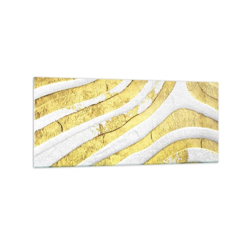Billede på glas - Sammensætning i hvidt og guld - 120x50 cm