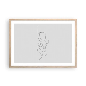 Plakat i ramme af lyst egetræ - Gløderne af glubende begær - 70x50 cm