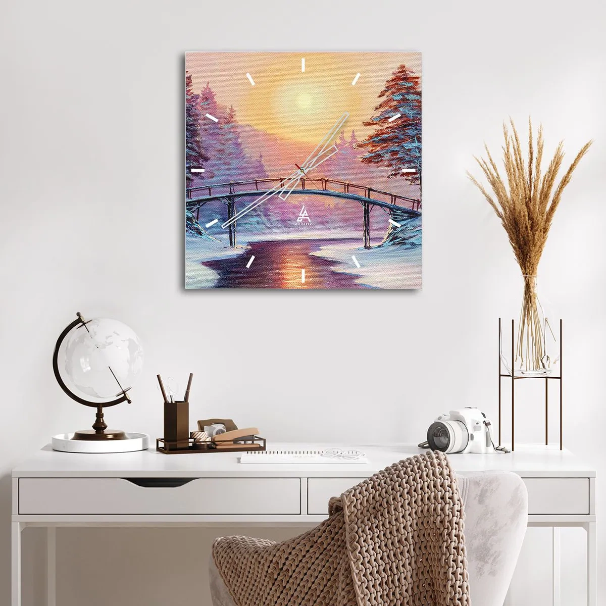 Vægur, Uret - De fire årstider - vinter - 30x30 cm
