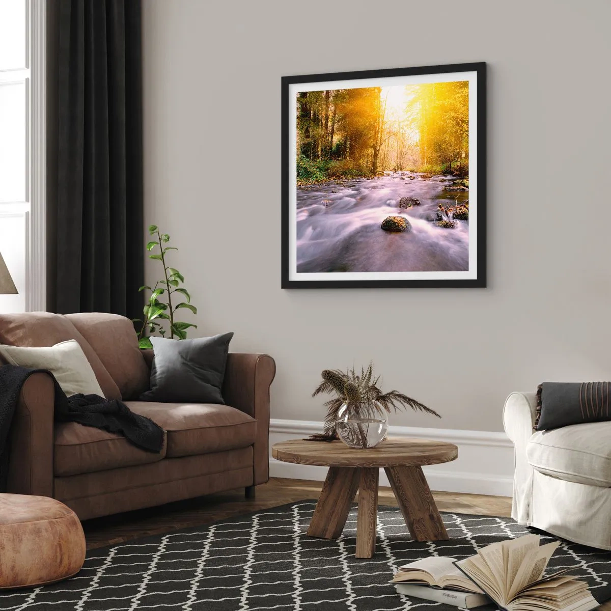 Plakat i sort ramme - Malachit i sølv- og guldfatning - 30x30 cm