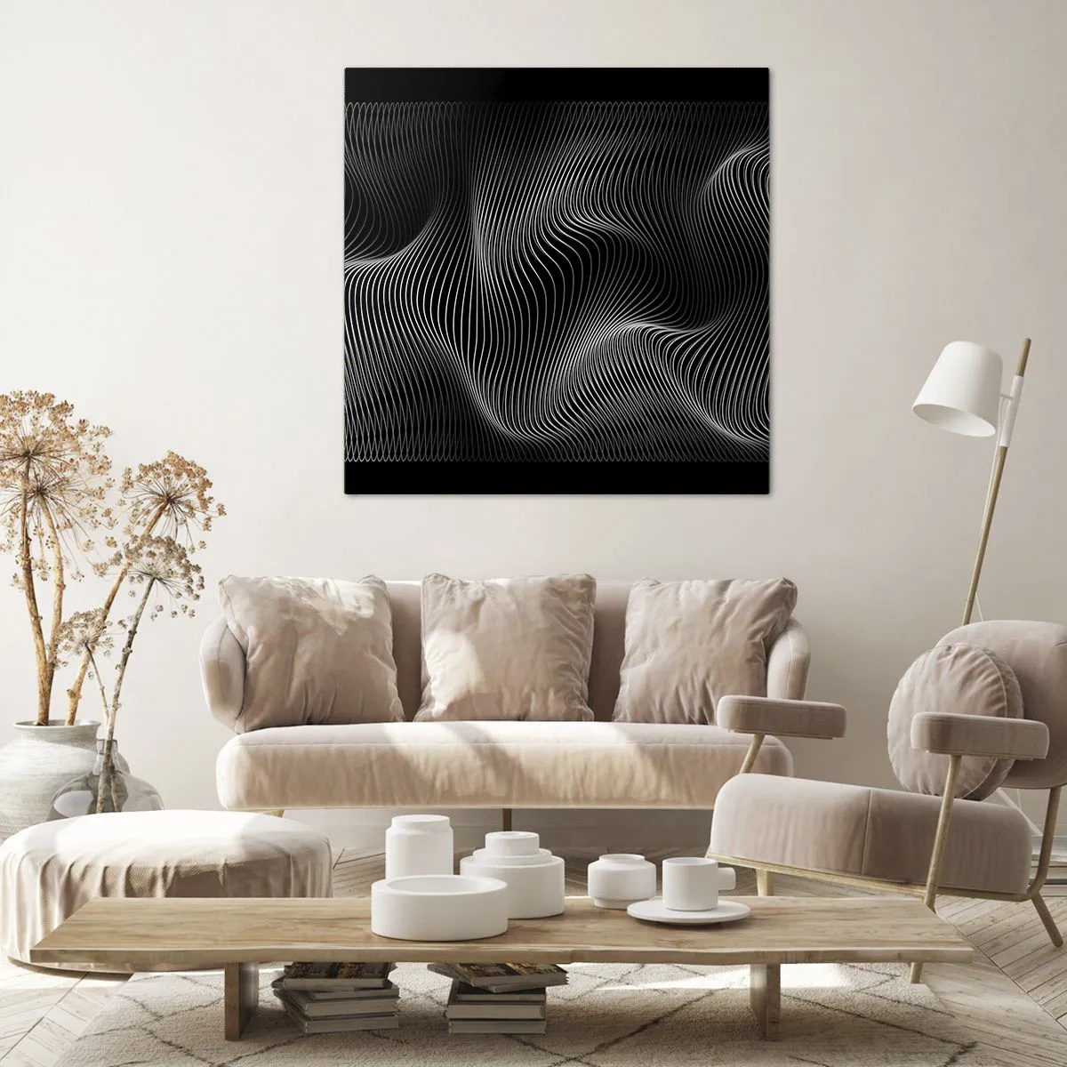 Lærredstryk - Billede på lærred - Lysets dans i rummet - 60x60 cm