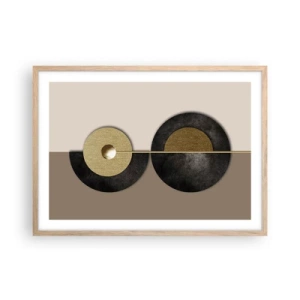 Plakat i ramme af lyst egetræ - Variationer omkring en cirkel - 70x50 cm