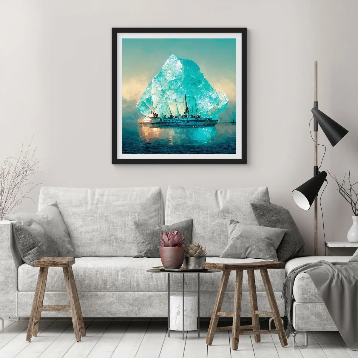 Plakat i sort ramme - Arktisk diamant - 50x50 cm