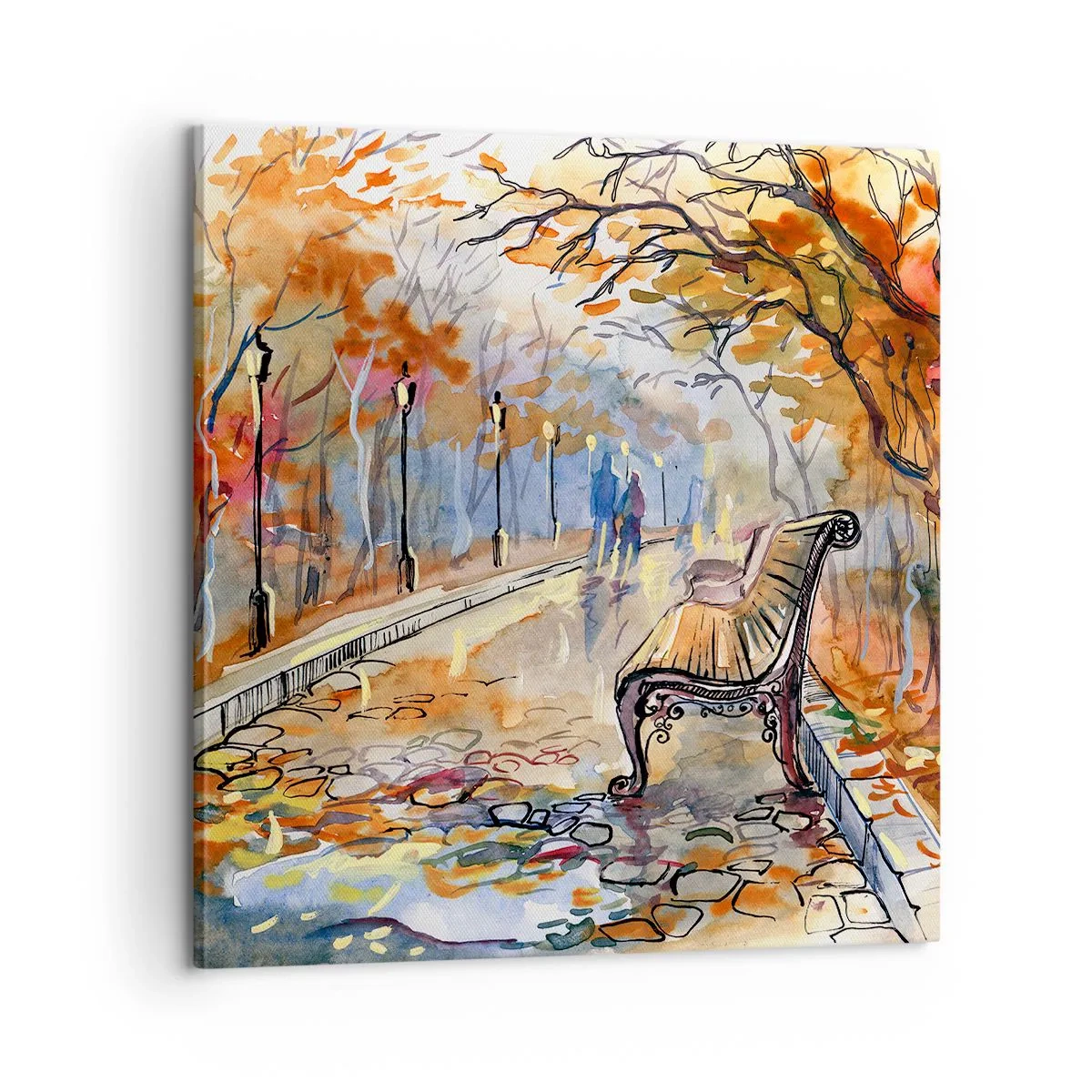 Lærredstryk - Billede på lærred - Gå sammen ind i efteråret - 60x60 cm