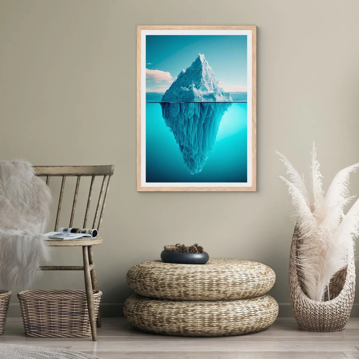 Plakat i ramme af lyst egetræ - Dronning af is - 70x100 cm