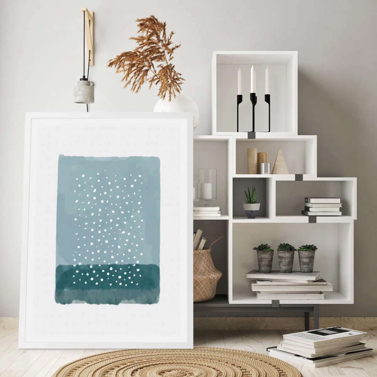 Plakat i hvid ramme - Dyrket i blåt - 50x70 cm