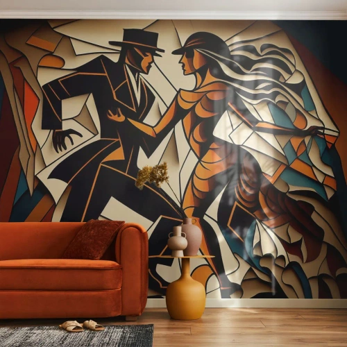 Fototapet Premium Sand - Dans af lidenskab og passion - Kubisme, Dans, Par - 400x280 cm
