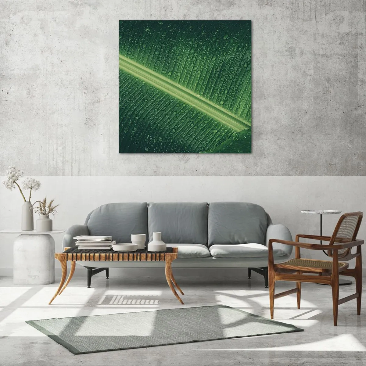 Billede på glas - Grøn struktur - 40x40 cm