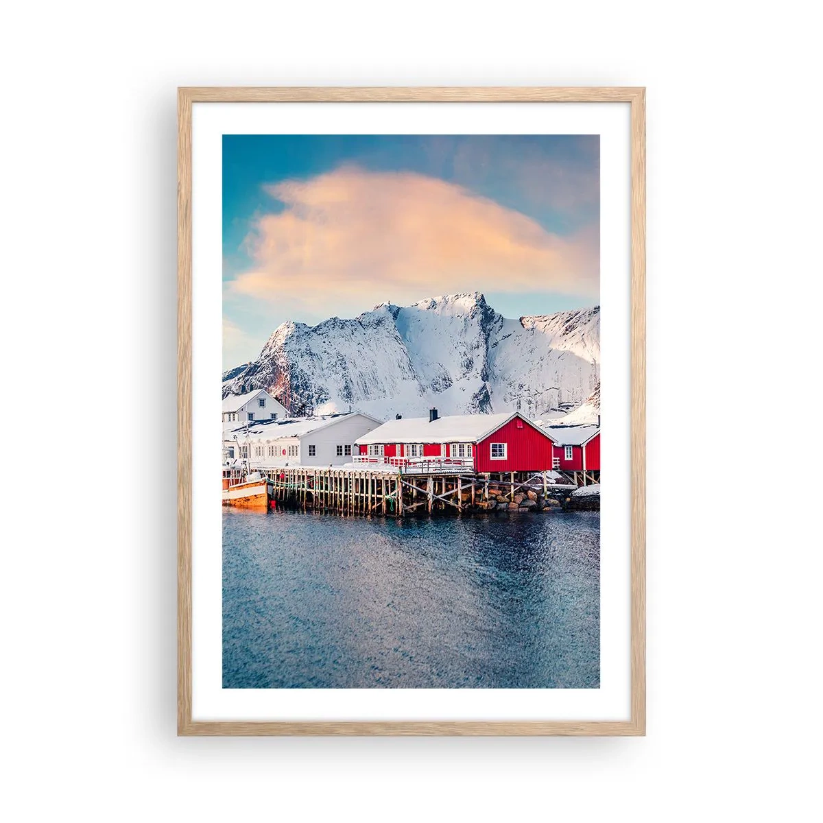 Plakat i ramme af lyst egetræ - Nordlig tilbagetrækning - 50x70 cm