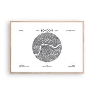 Plakat i ramme af lyst egetræ - Londons anatomi - 100x70 cm