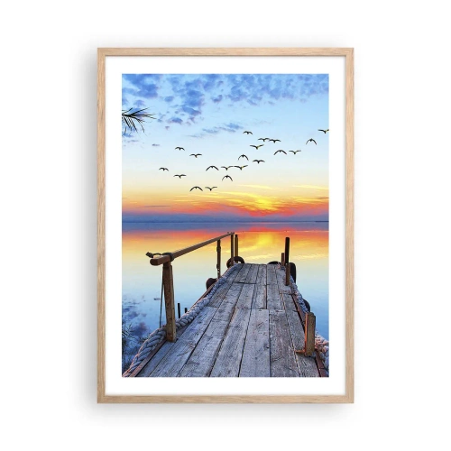 Plakat i ramme af lyst egetræ - Tid til at tage tilbage... - 50x70 cm