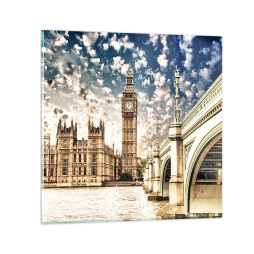 Billede på glas - Fjeragtige skyer over Themsen - 60x60 cm
